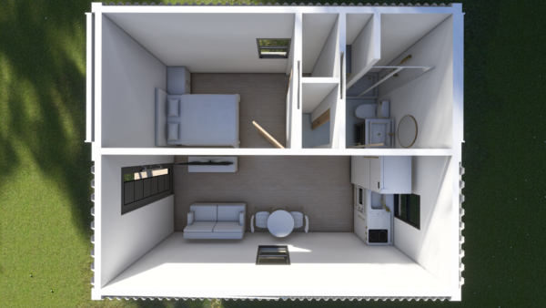 Duplex 20x8 Shipping Container Floor Plan