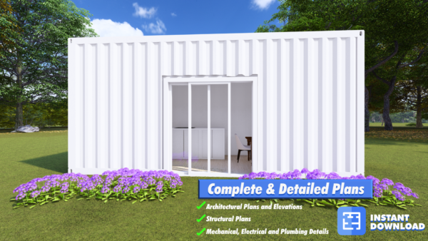 20x8 Shipping Container Kitchen & Dining Area Blueprints.